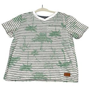 7 For All Mankind Top Boy 4T Toddler Grey Green Stripes Palm Tree Tropical